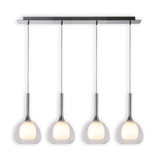 LAMPADA DA SOFFITTO 4 LUCI VETRO ESTERNO TRASPARENTE INTERNO BIANCO NOLINA 2