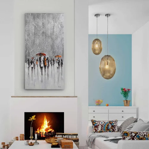 QUADRO PITTURA ACRILICA 70X140 PIOGGIA