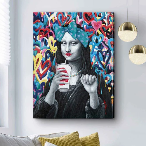 QUADRO PITTURA ACRILICA 90X120 GIOCONDA POP