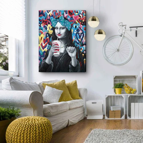 QUADRO PITTURA ACRILICA 90X120 GIOCONDA POP