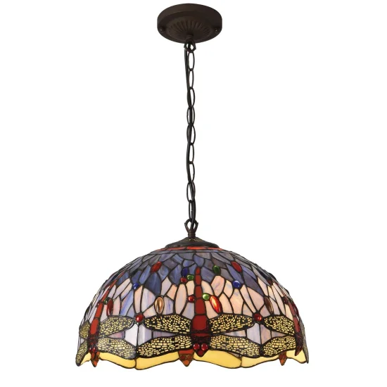 LAMPADA DA SOFFITTO 2 LUCI 40 CM TIFFANY LIBELLULA 2