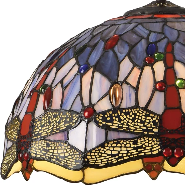 LAMPADA DA SOFFITTO 2 LUCI 40 CM TIFFANY LIBELLULA