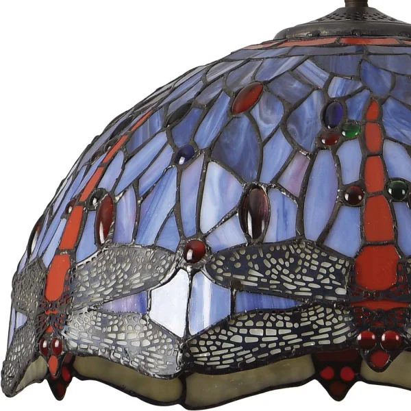LAMPADA DA SOFFITTO 2 LUCI 40 CM TIFFANY LIBELLULA