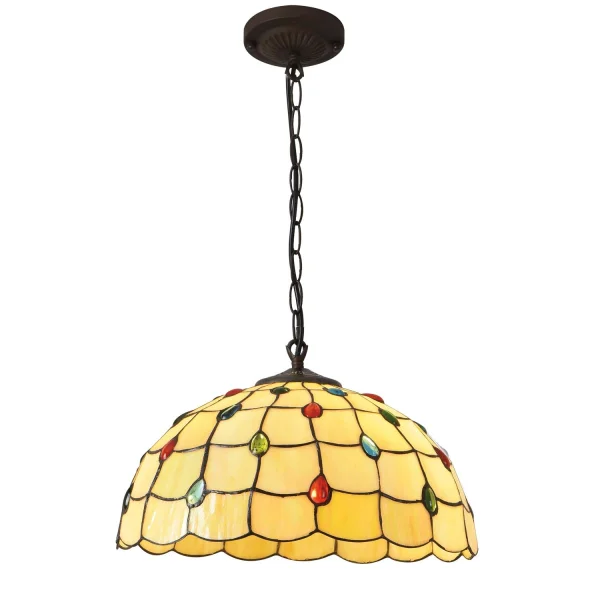 LAMPADA DA SOFFITTO 2 LUCI 40 CM TIFFANY JEWEL