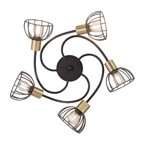 PLAFÓN DE TECHO 5 LUCES NEGRO MATE GABRIELLE