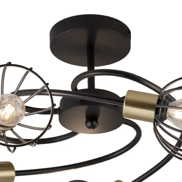 PLAFÓN DE TECHO 5 LUCES NEGRO MATE GABRIELLE