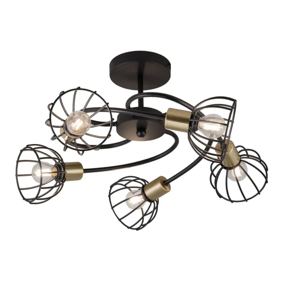 PLAFÓN DE TECHO 5 LUCES NEGRO MATE GABRIELLE 2