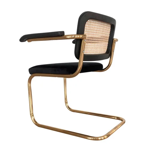 SEDIA WEBSTER CON BRACCIOLI VELLUTO NERO GAMBE IN ORO SEDIA WEBSTER CON BRACCIOLI VELLUTO NERO GAMBE IN ORO