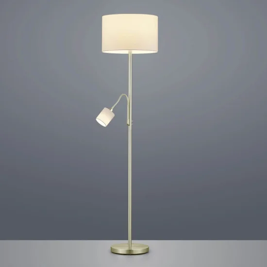 LAMPADA DA TERRA C/FLEXO METAL CUERO PANTALLA BLANCA BROOME 2