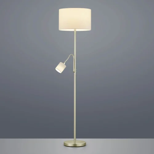 LAMPADA DA TERRA C/FLEXO METAL CUERO PANTALLA BLANCA BROOME