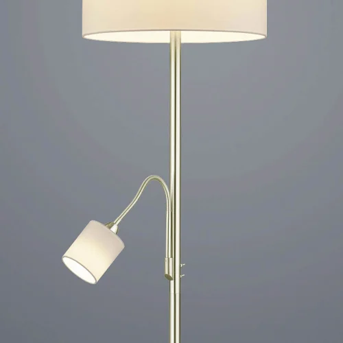 LAMPADA DA TERRA C/FLEXO METAL CUERO PANTALLA BLANCA BROOME