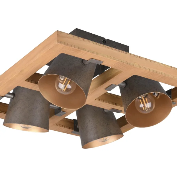 PLAFONIERA 4 LUCI METALLO NICHEL ANTICO E14 NESTORE