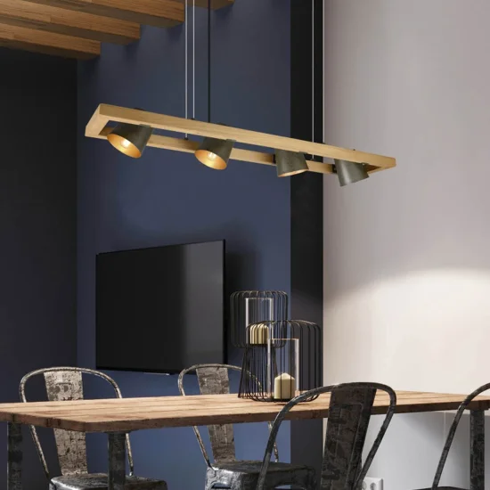 LAMPADA A SOSPENSIONE 4 LUCI METALLO NICHEL ANTICO E14 NESTORE