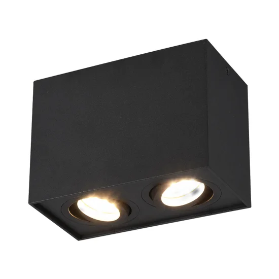 PLAFONIERA 2 LUCI BASCULANTE IN METALLO NERO GU10 GARIBALDI