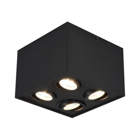 PLAFONIERA 4 LUCI BASCULANTE IN METALLO NERO GU10 GARIBALDI
