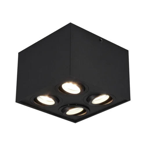 PLAFONIERA 4 LUCI BASCULANTE IN METALLO NERO GU10 GARIBALDI
