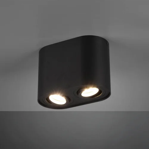 PLAFONIERA 2 LUCI BASCULANTE IN METALLO NERO GU10 FORTUNE