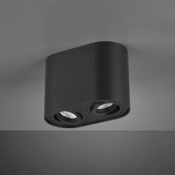 PLAFONIERA 2 LUCI BASCULANTE IN METALLO NERO GU10 FORTUNE