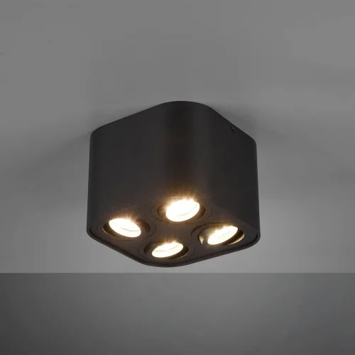 PLAFONIERA 4 LUCI BASCULANTE IN METALLO NERO GU10 FORTUNE