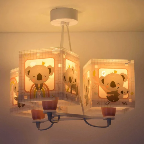 LAMPADA DA SOFFITTO 3 LUCI KOALA ROSA 2