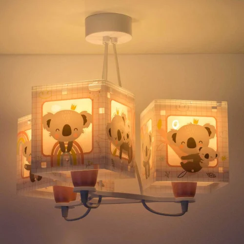 LAMPADA DA SOFFITTO 3 LUCI KOALA ROSA
