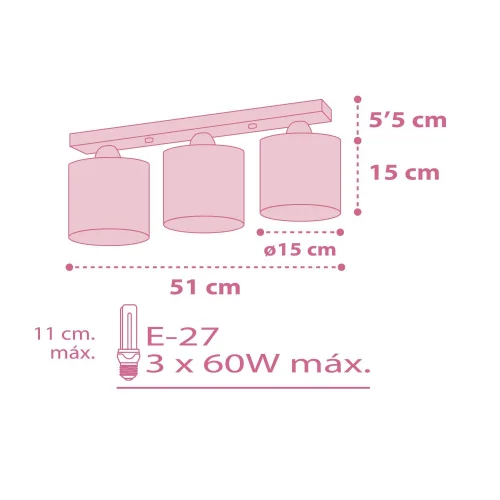 PLAFONIERA 3 LUCI COLORS