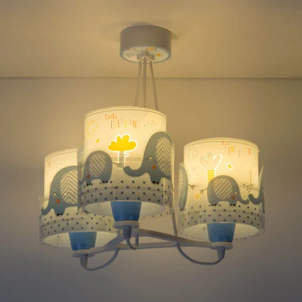 LAMPADA DA SOFFITTO 3 LUCI LITTLE ELEPHANT BLU