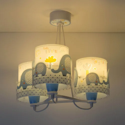 LAMPADA DA SOFFITTO 3 LUCI LITTLE ELEPHANT BLU