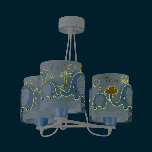 LAMPADA DA SOFFITTO 3 LUCI LITTLE ELEPHANT BLU