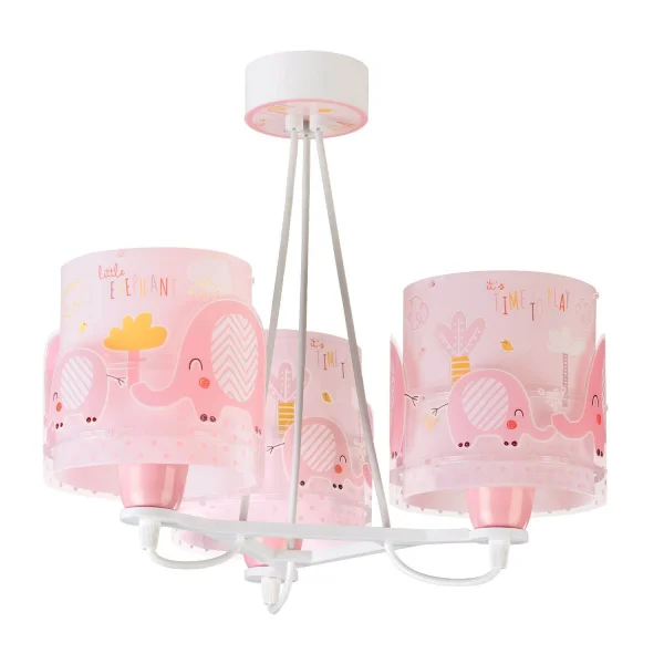 LAMPADA DA SOFFITTO 3 LUCI LITTLE ELEPHANT ROSA