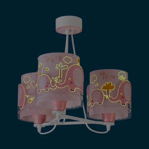 LAMPADA DA SOFFITTO 3 LUCI LITTLE ELEPHANT ROSA