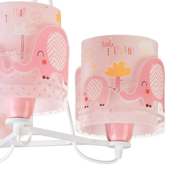 LAMPADA DA SOFFITTO 3 LUCI LITTLE ELEPHANT ROSA
