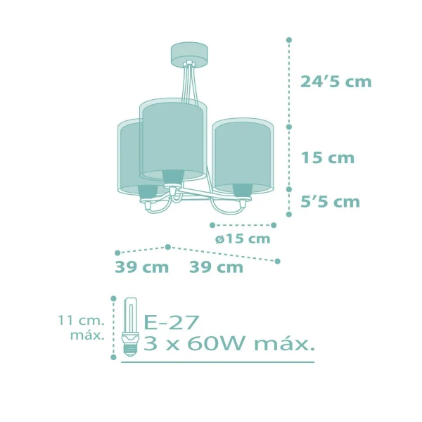 LAMPADA A SOSPENSIONE 3 LUCI TURCHESE DOTS