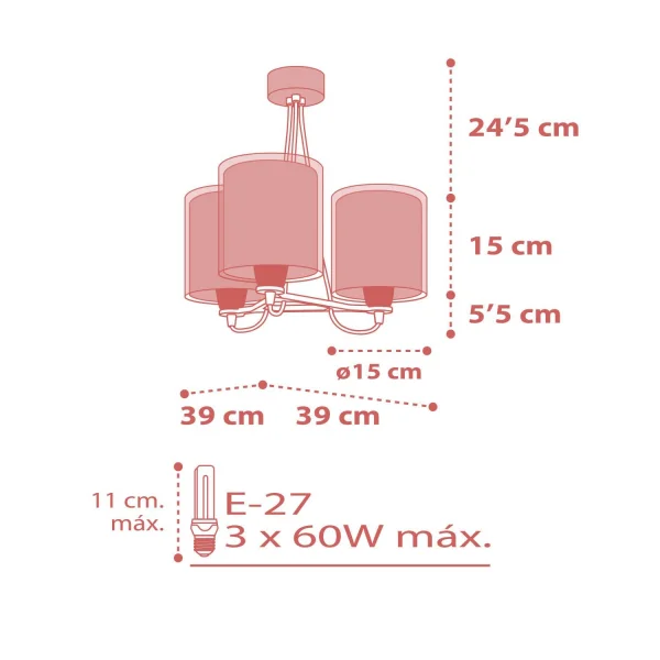 LAMPADA A SOSPENSIONE 3 LUCI CORALLO DOTS