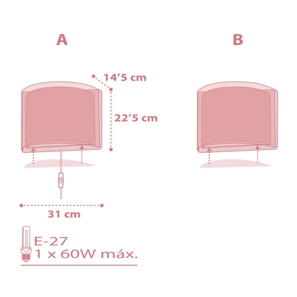 APPLIQUE DA PARETE LIGHT FEELING ROSA