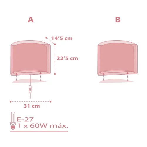 APPLIQUE DA PARETE LIGHT FEELING ROSA