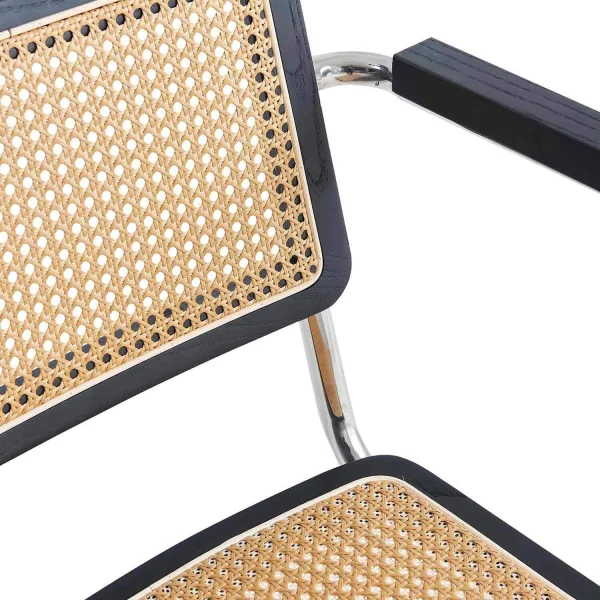 SEDIA WEBSTER CON BRACCIOLI NERO RATTAN PL