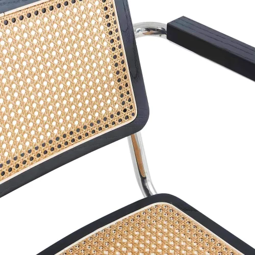 SEDIA WEBSTER CON BRACCIOLI NERO RATTAN PL