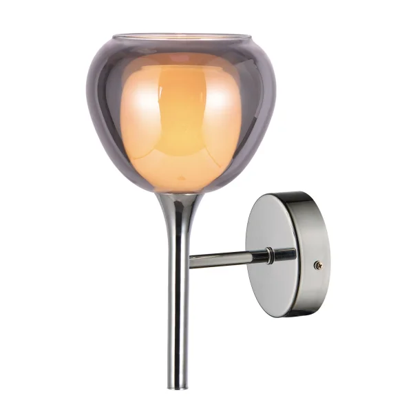 LAMPADA DA PARETE 1 LUCE VETRO ESTERNO FUMÉ INTERNO BIANCO NOLINA