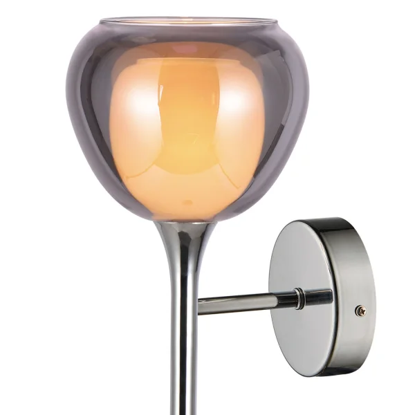 LAMPADA DA PARETE 1 LUCE VETRO ESTERNO FUMÉ INTERNO BIANCO NOLINA