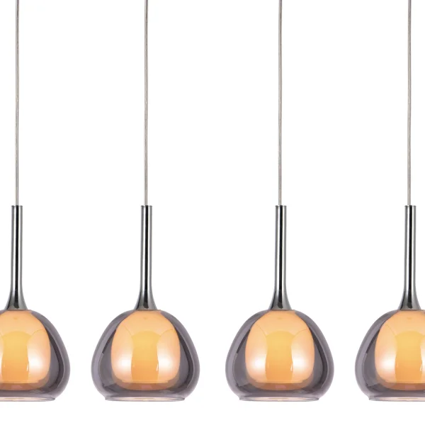 LAMPADA DA SOFFITTO 4 LUCI VETRO ESTERNO FUMÉ INTERNO BIANCO NOLINA