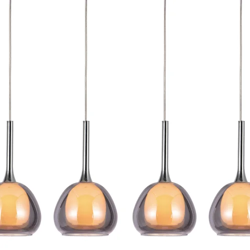 LAMPADA DA SOFFITTO 4 LUCI VETRO ESTERNO FUMÉ INTERNO BIANCO NOLINA