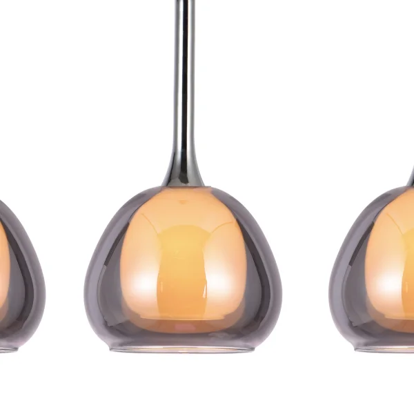 LAMPADA DA SOFFITTO 4 LUCI VETRO ESTERNO FUMÉ INTERNO BIANCO NOLINA