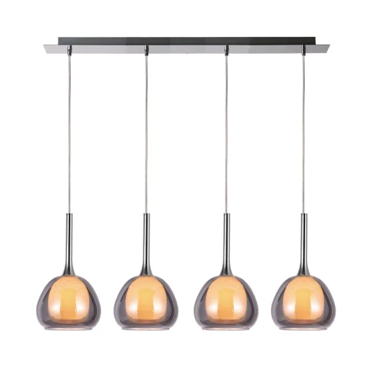 LAMPADA DA SOFFITTO 4 LUCI VETRO ESTERNO FUMÉ INTERNO BIANCO NOLINA 2