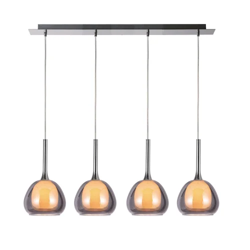 LAMPADA DA SOFFITTO 4 LUCI VETRO ESTERNO FUMÉ INTERNO BIANCO NOLINA