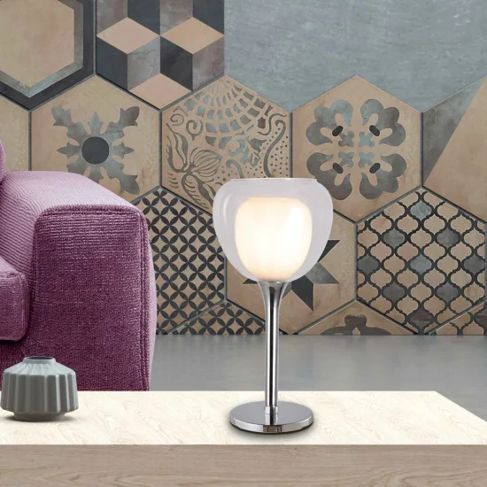 LAMPADA DA TAVOLO 1 LUCE VETRO ESTERNO TRASPARENTE VETRO INTERNO BIANCO Ø16,5 NOLINA