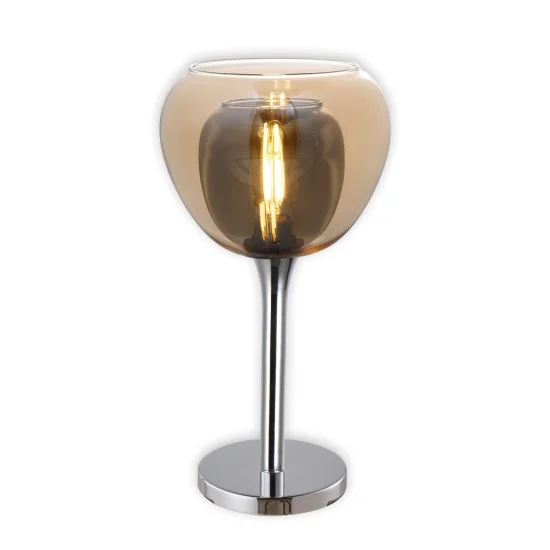 LAMPADA DA TAVOLO 1 LUCE VETRO ESTERNO AMBRA INTERNO FUMÉ NOLINA 2