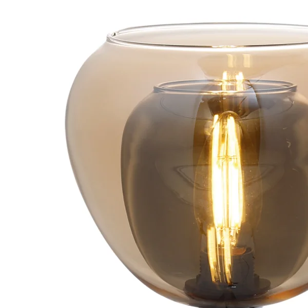 LAMPADA DA TAVOLO 1 LUCE VETRO ESTERNO AMBRA INTERNO FUMÉ NOLINA