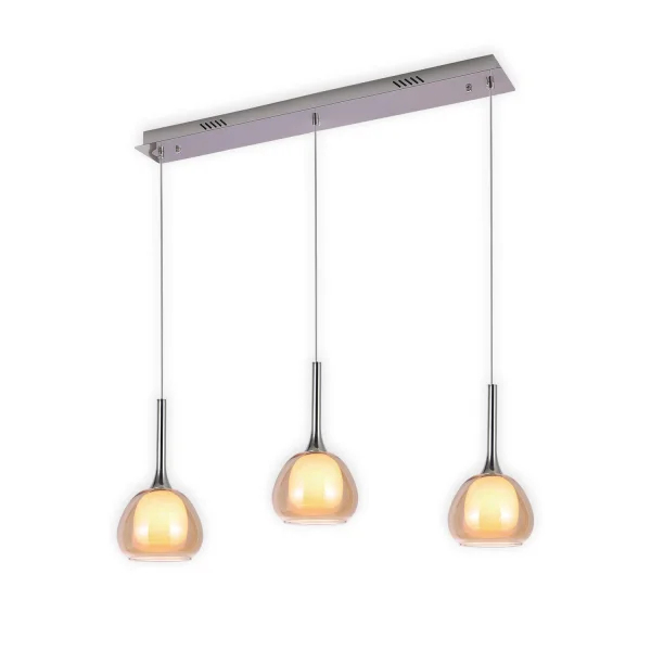 LAMPADA DA SOFFITTO 3 LUCI VETRO CRISTALLO ESTERNO AMBRA INTERNO BIANCO NOLINA