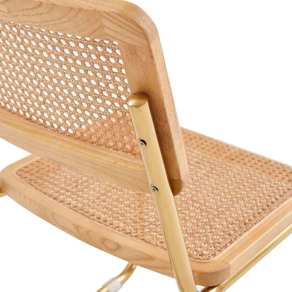 SEDIA WEBSTER DRITTA RATTAN NATURALE GAMBE DORATE
